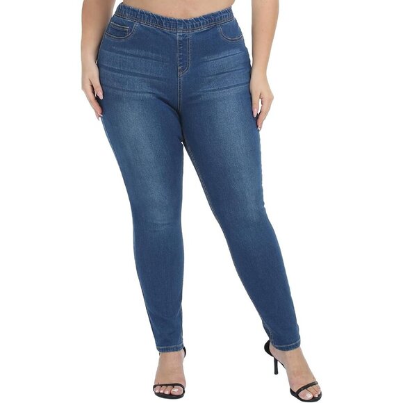 Plus Size Jeggings Womens High Waist Stretchy Skinny Pants with Pockets